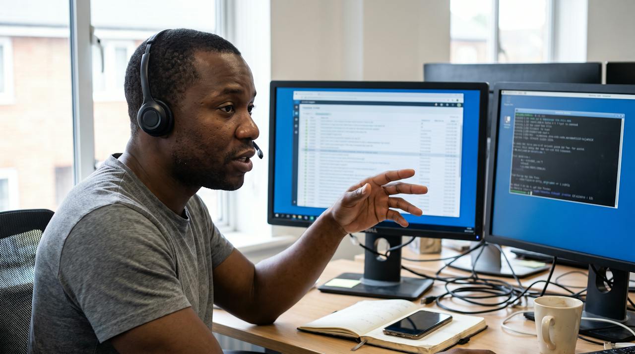 Technical support workstation at a call centre in Jamaica
